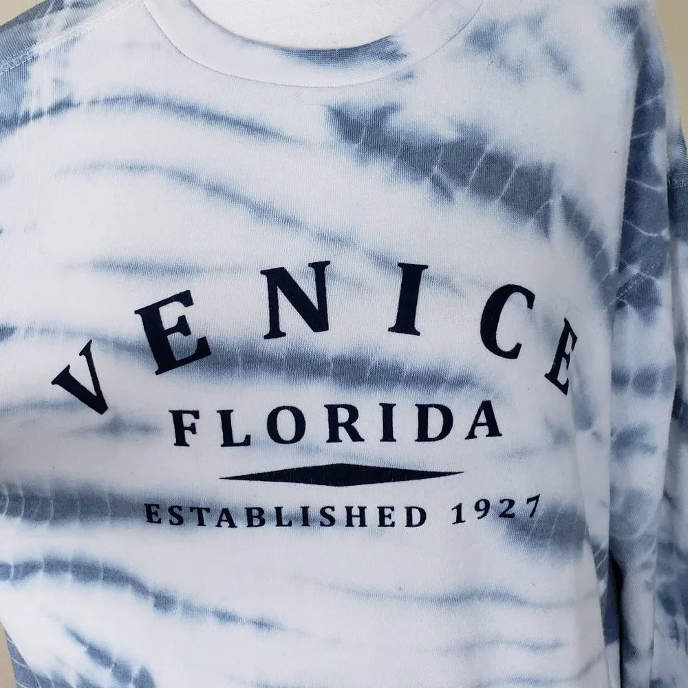 Vineyard Crew 'Venice Florida' Tie Dye Sweatshirt Grey/White Size Small - Picture 2 of 11